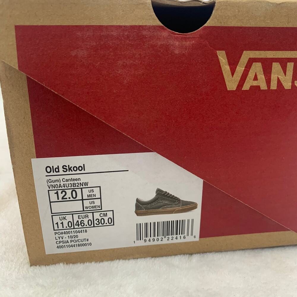 NWT Vans Mens Sz 12 Old Skool Canteen Gum Green Tan Shoes Sneakers Lace Up - Picture 7 of 9
